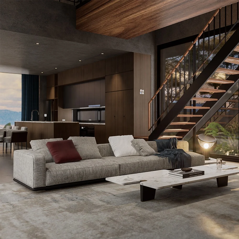 Foshan Minimalist Furniture Premium Modular High End Italian Designer Fabric Italian Sofa