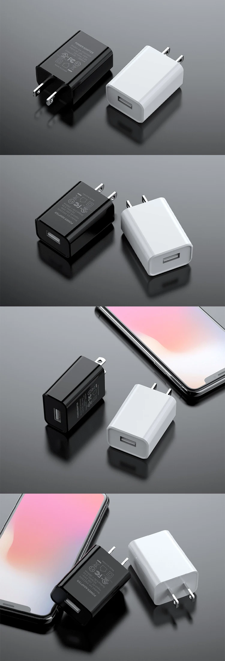 US U L FCC Certificated Portable Dual USB Ports 5V 2A Wall Charger Adapter For Mobile Phones