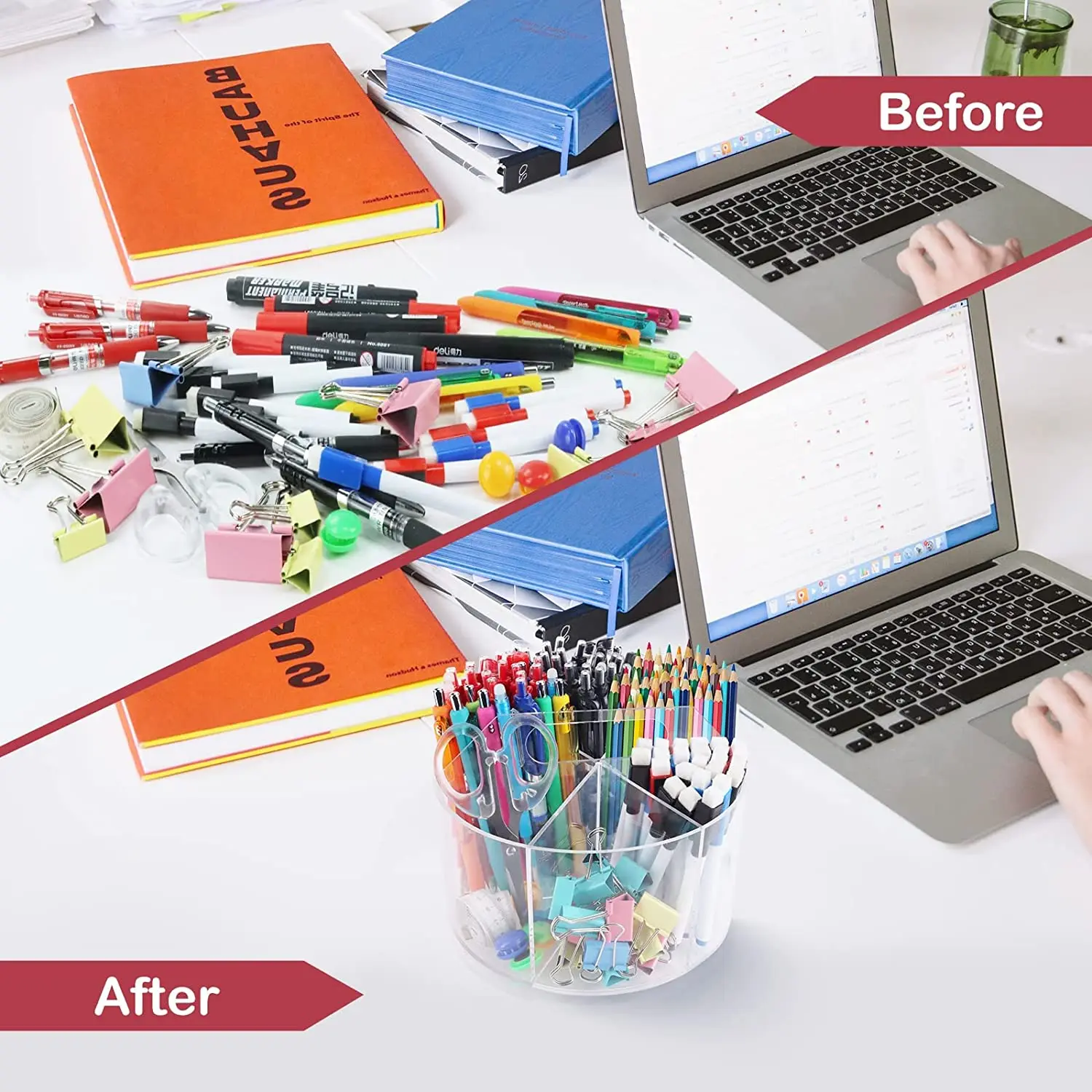 Customized Acrylic Products Acrylic Pen Holder Pencil Organizer 360