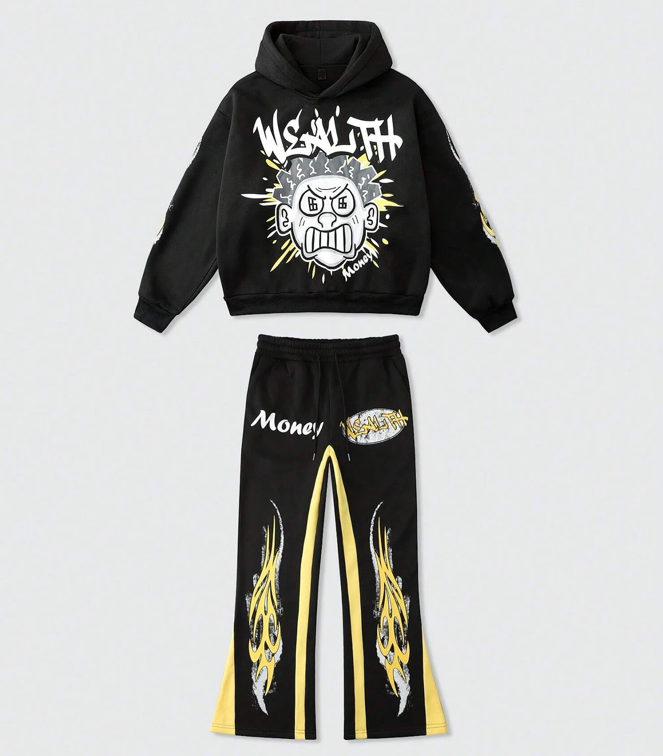 Custom Print Hoodie&Sweatpants Set Casual Drop Shoulder Design With Drawstring Tracksuit for Men high quality streetwear fashion