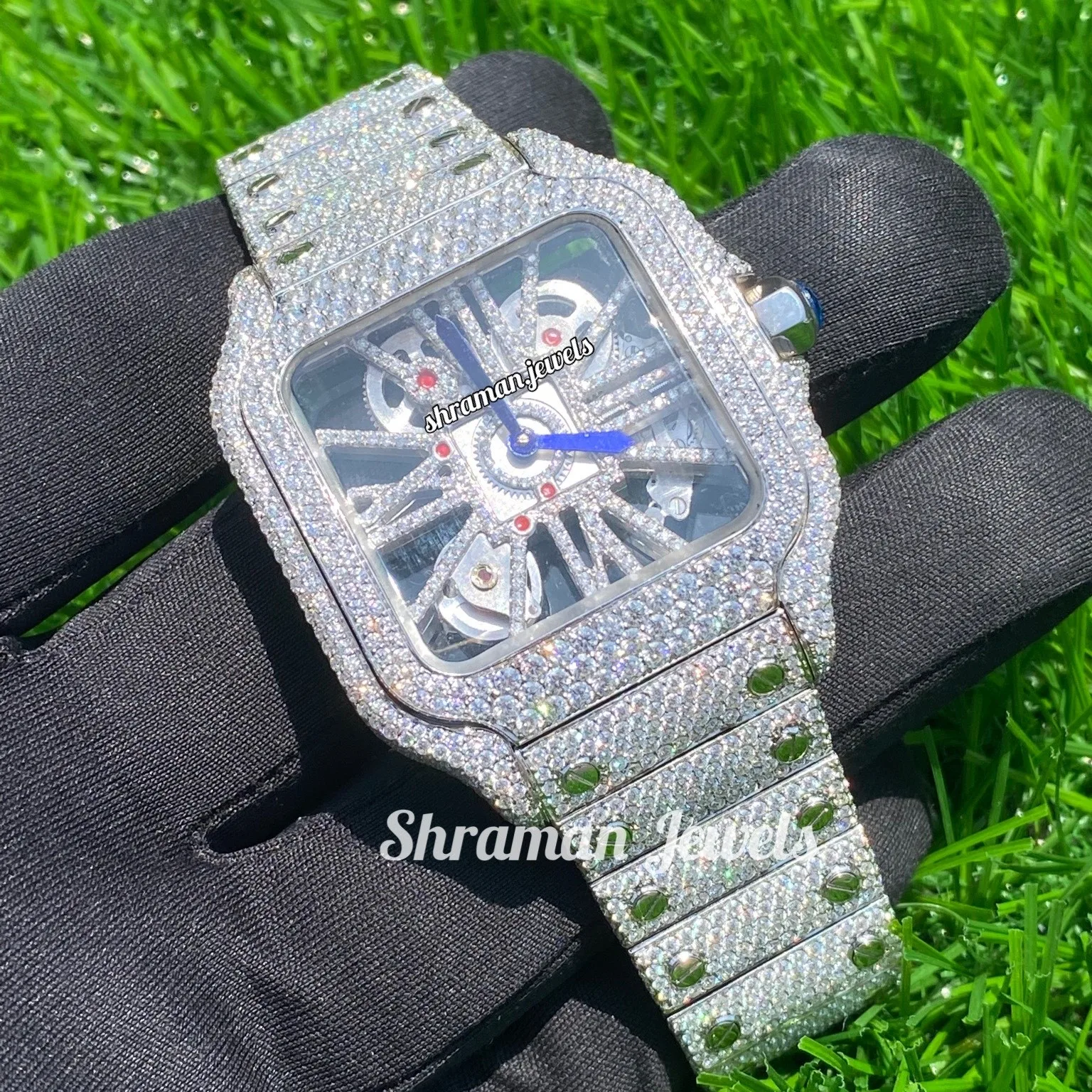 Fully Vvs Diamond Studded Automatic Watch Iced Out Moissanite Watch Diamond Fully Bust Down