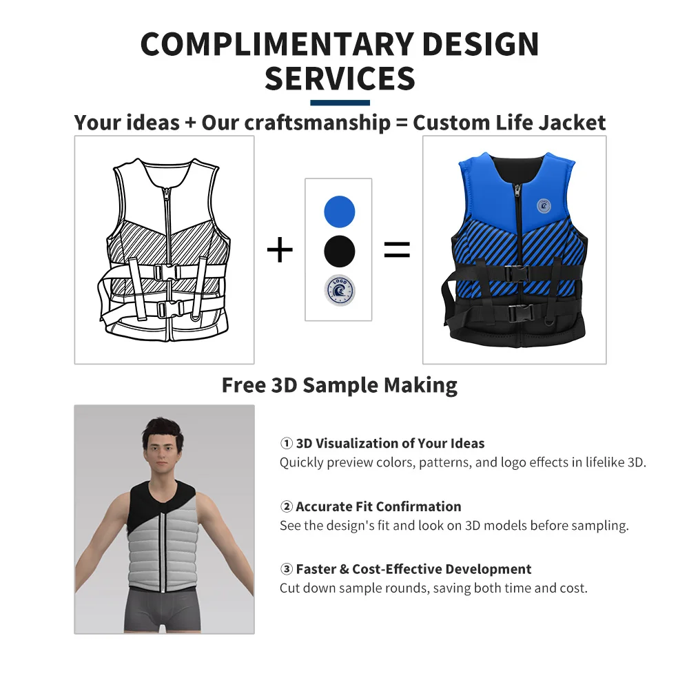 Heildsmagns Neoprén fullorðins flotvestur 50N flotfæri PFD flotvestur fyrir sund, bátasiglingar, kajak og borðsund