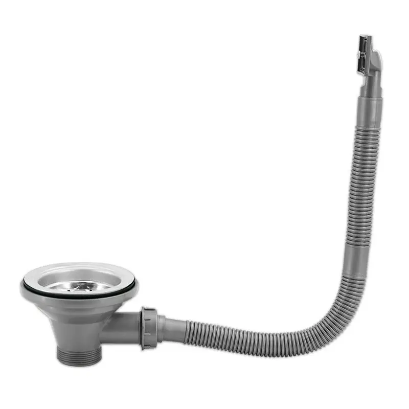 Universal Kitchen Sink Drain 40mm Stainless Steel Sink Plastic Basket Waste Kitchen Drainer With Overflow Pipe