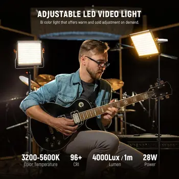 Neewer 2 Packs Dimmable Bi-color 480 LED Video Light and Stand Lighting Kit Includes: 3200~5600K CRI 96+ LED Panel With U detail image