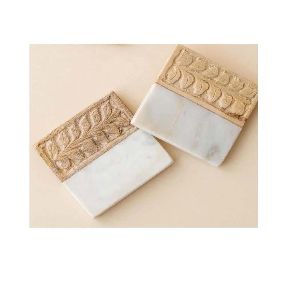 CoasterStone Supporto In Legno Per Sottobicchieri Quadrati - Set Da 4, Marrone 10,2 Cm