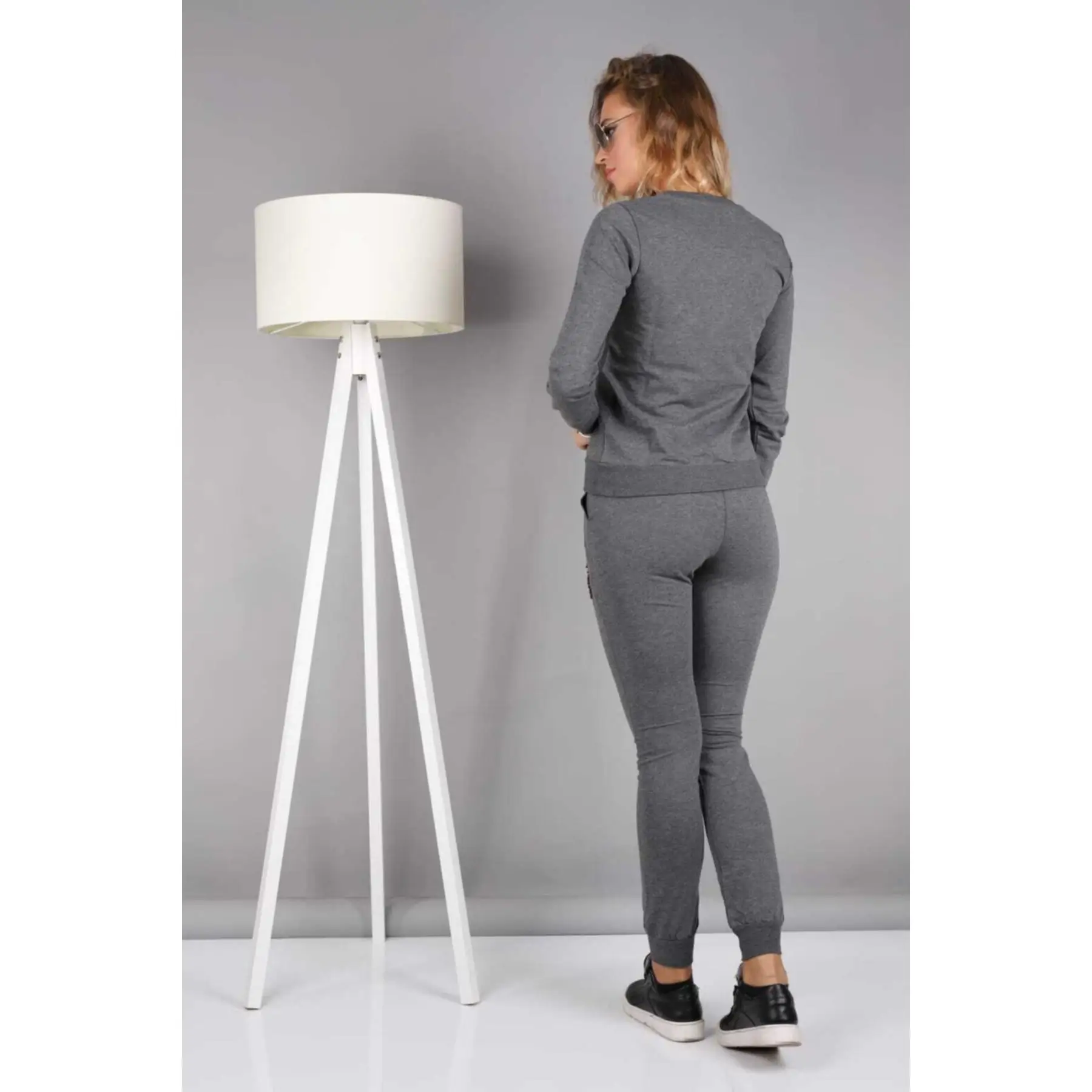 Navy Blue Women O Collar Detailed Standard Fit Classic Hem Tracksuit Tunic Set - 97080