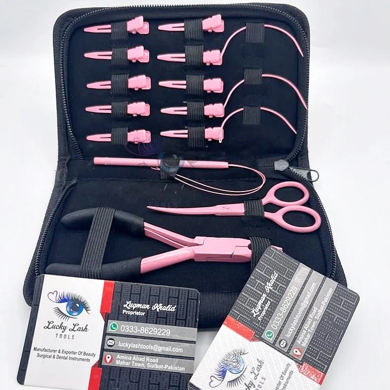 Phetbaby Pink Black Handle Hair Extension Tool Kit Set Needle