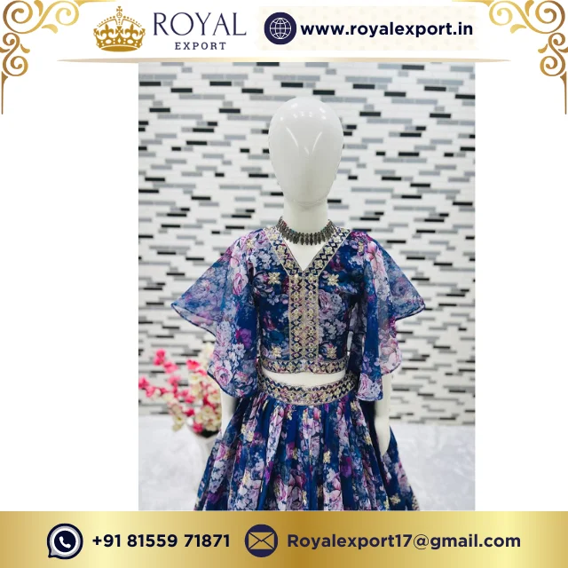 Royal Export  Designer Heavy Fox Georgette  With Digital Print Work With Embroidered Kids  Lehenga  Ready to Wear Collection