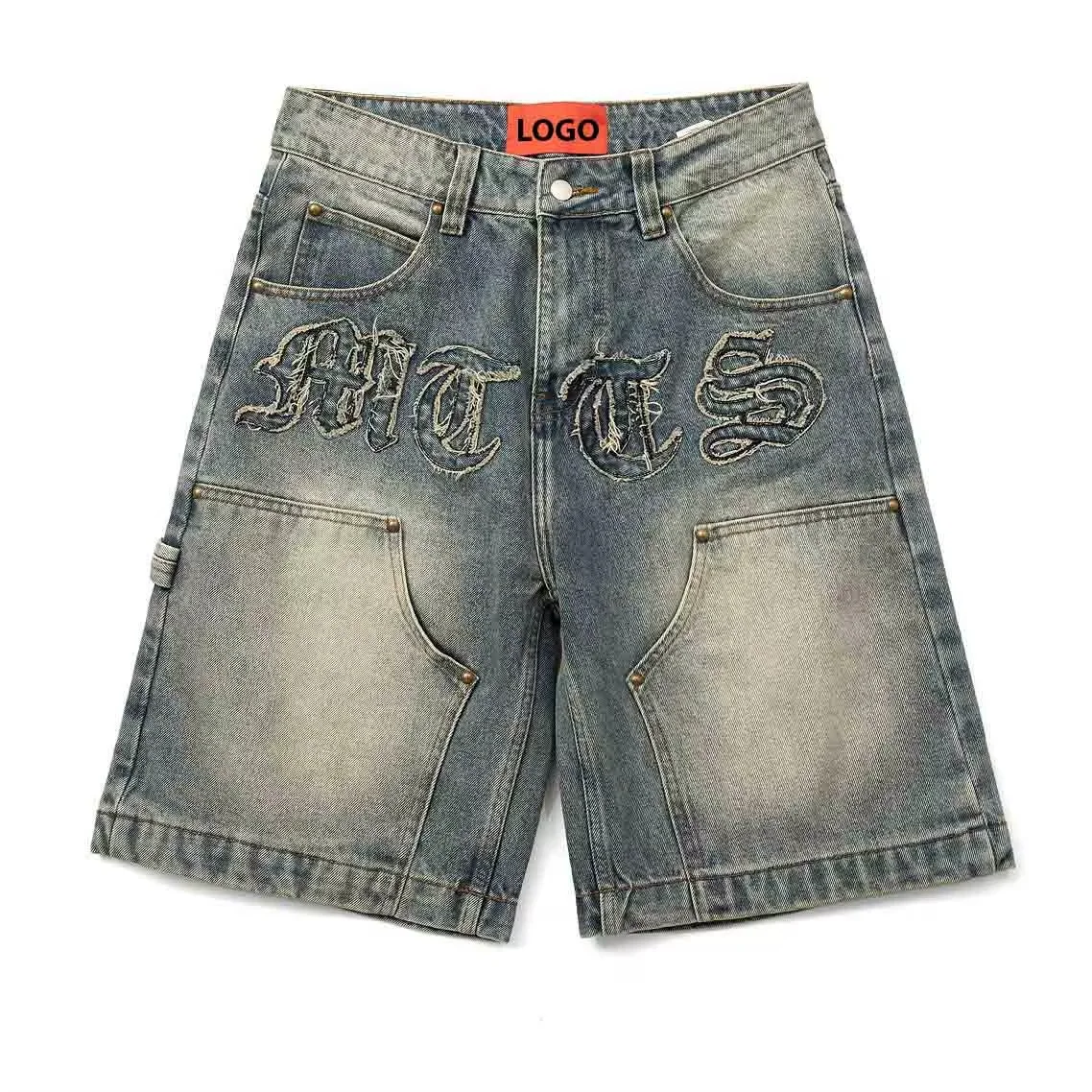Customization Capri jeans for men Women Fade Wash Denim Jorts Shorts Men  Sun faded summer Shorts