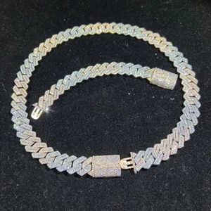 Top Quality Iced Out Cuban Link Chain 20mm VVS Moissanite Diamond Cuban Link Chain Hip Hop Miami Cuban Chain With Bracelet