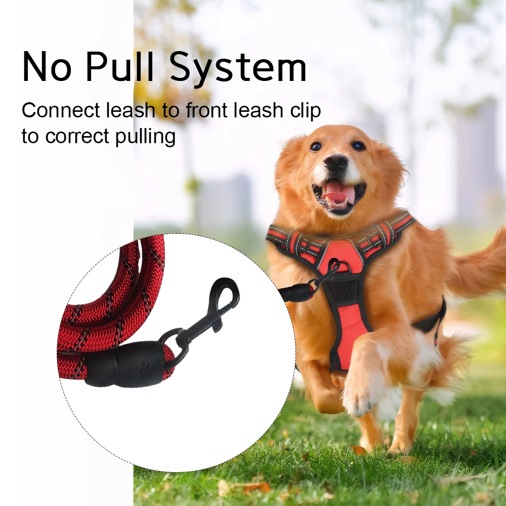 Heavy Duty Adjustable Reflective Retractable Dog Leash Set No Pull Pet