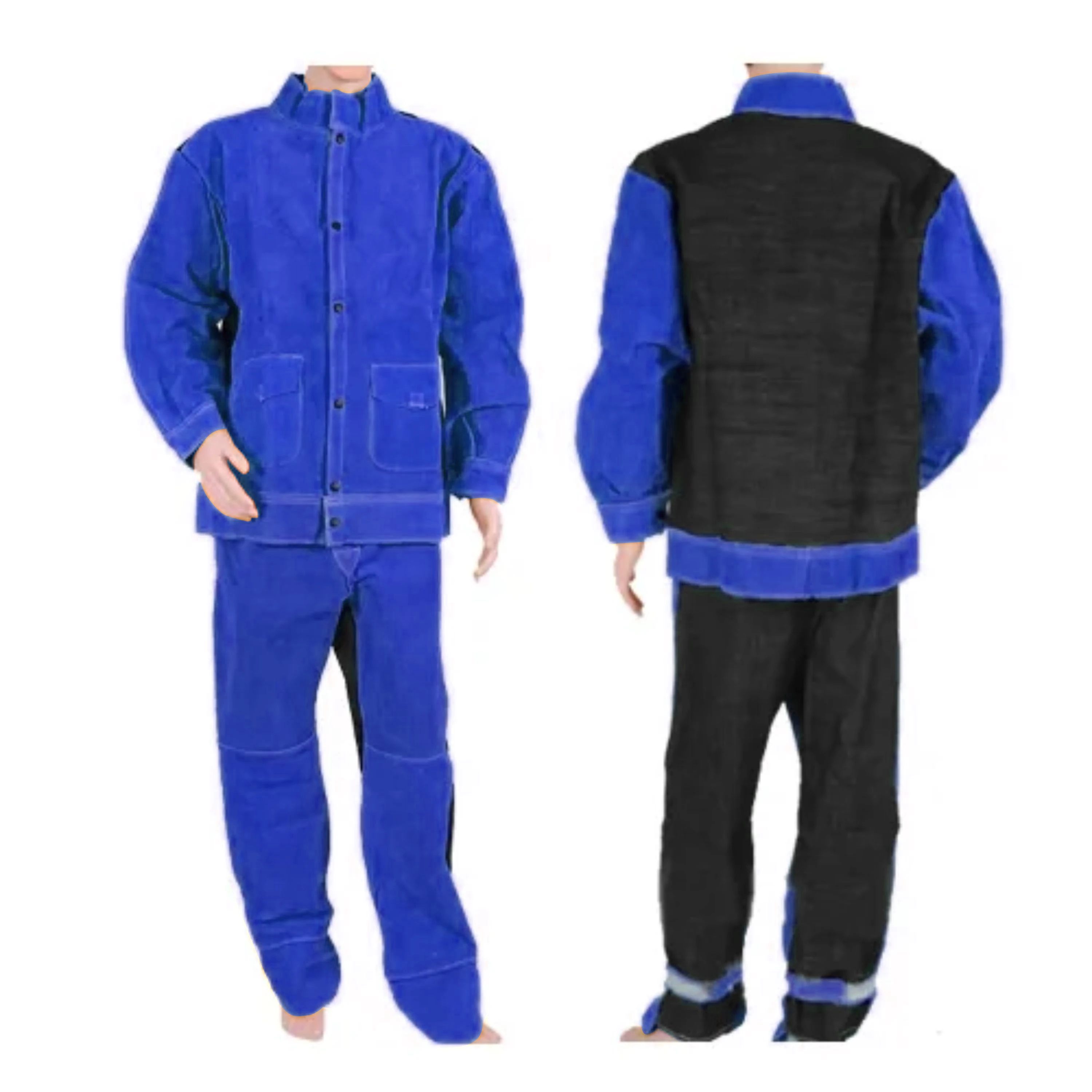 BBQ Welding Cutting Carpenter Cowhide Split Leather Suede Leather Welding Jacket Trousers Protective Suit for Welder