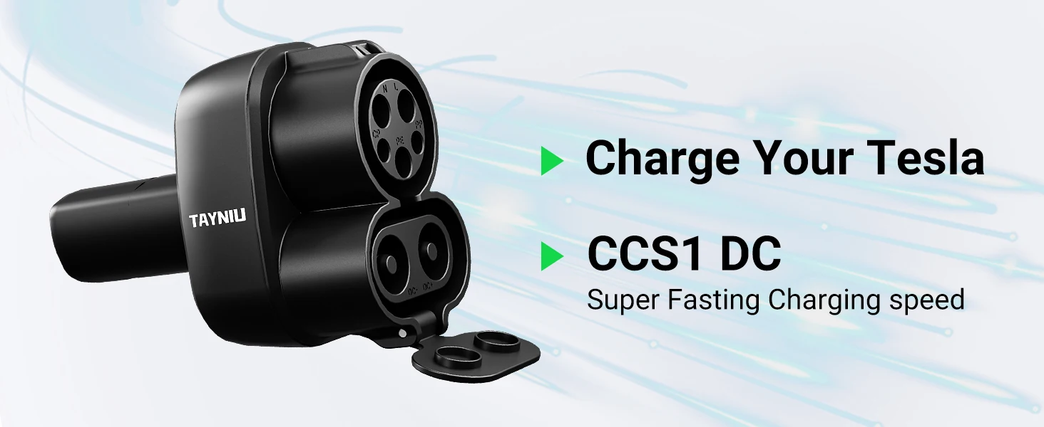 TAYNIU CCS1 & J1772 Type1 to Tesla Adapter 2-in-1 250kW Super Fast Charging with Level 1, 2, 3 Station for Model Y, 3, S, X