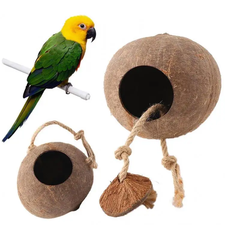 Hanging Coconut Shell Bird House For A Hamster Bird Cage Toy Pet Bird
