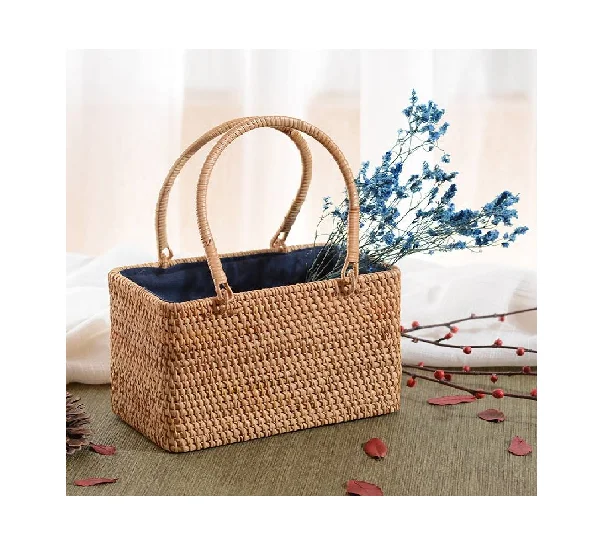 Growment Women's Flower Woven Straw Handbag