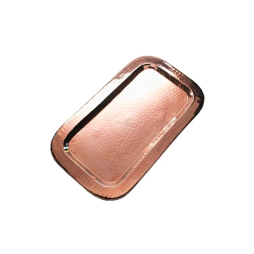 Metal Pure Copper Serving Tray Dining Table Decorative Metal Copper Tea Tray Hammered Design