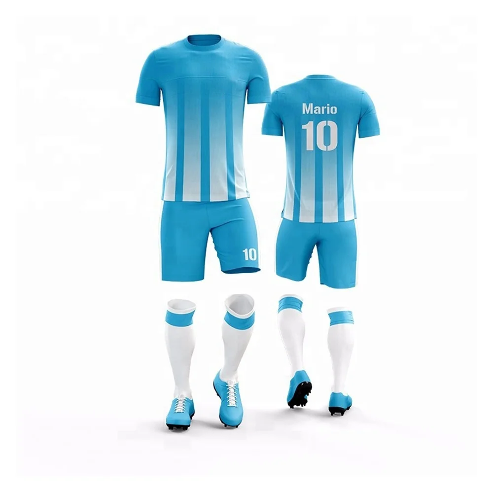 Custom Mens Sportswear Polyester Mesh Soccer Uniform Football