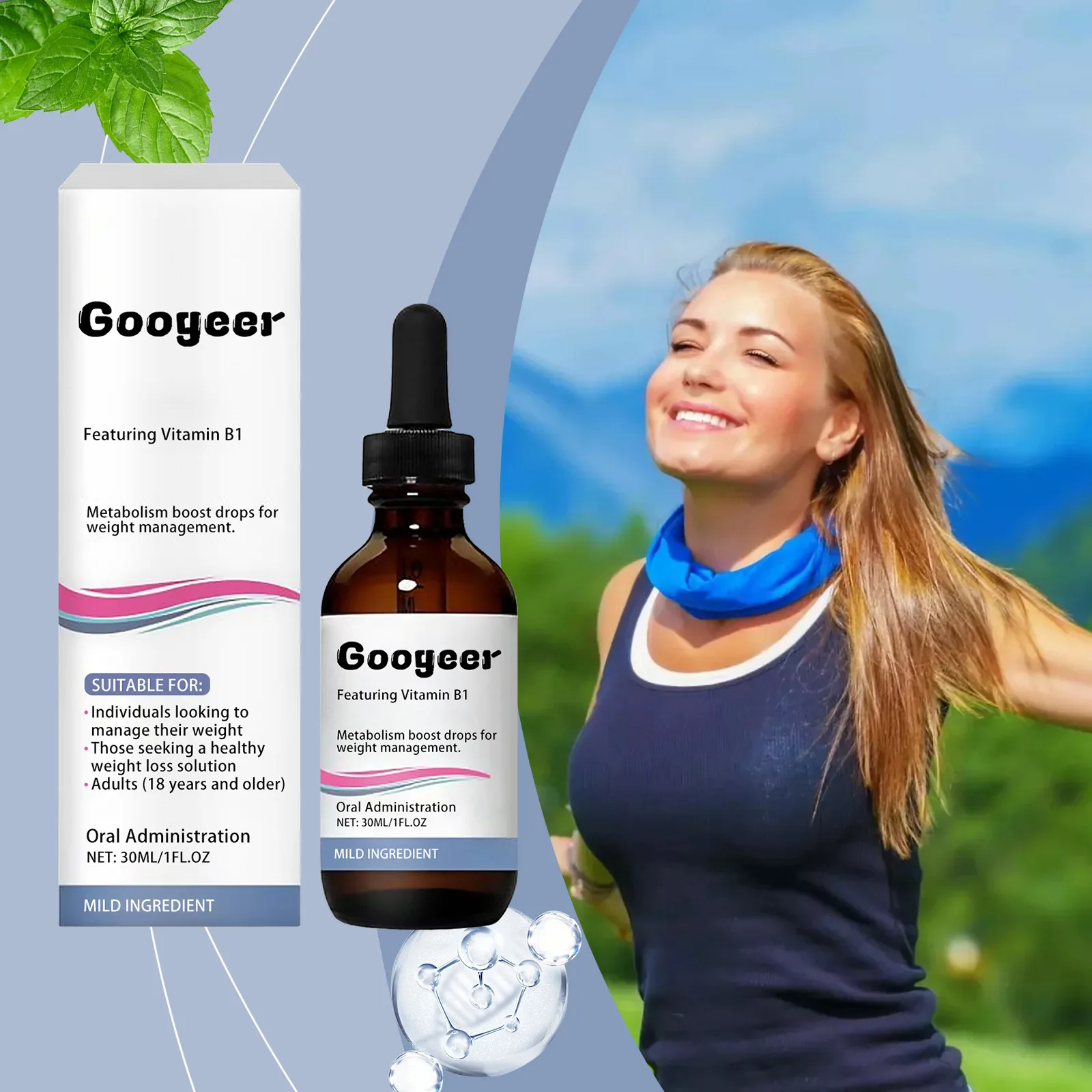 GOOGEER Vitamin B1 Weight Controling and Metabolism Boosting Drops Natural Weight Management Liquid Drops for Men and Women GOOGEER Vitamin B1 Weight Controling and Metabolism Boosting Drops Natural Weight Management Liquid Drops for Men and Women