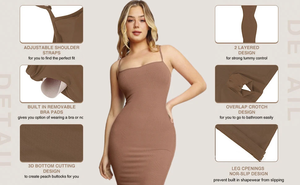 Langqin Dresses With Shapewear Built In Womens Dress Built In Maxi