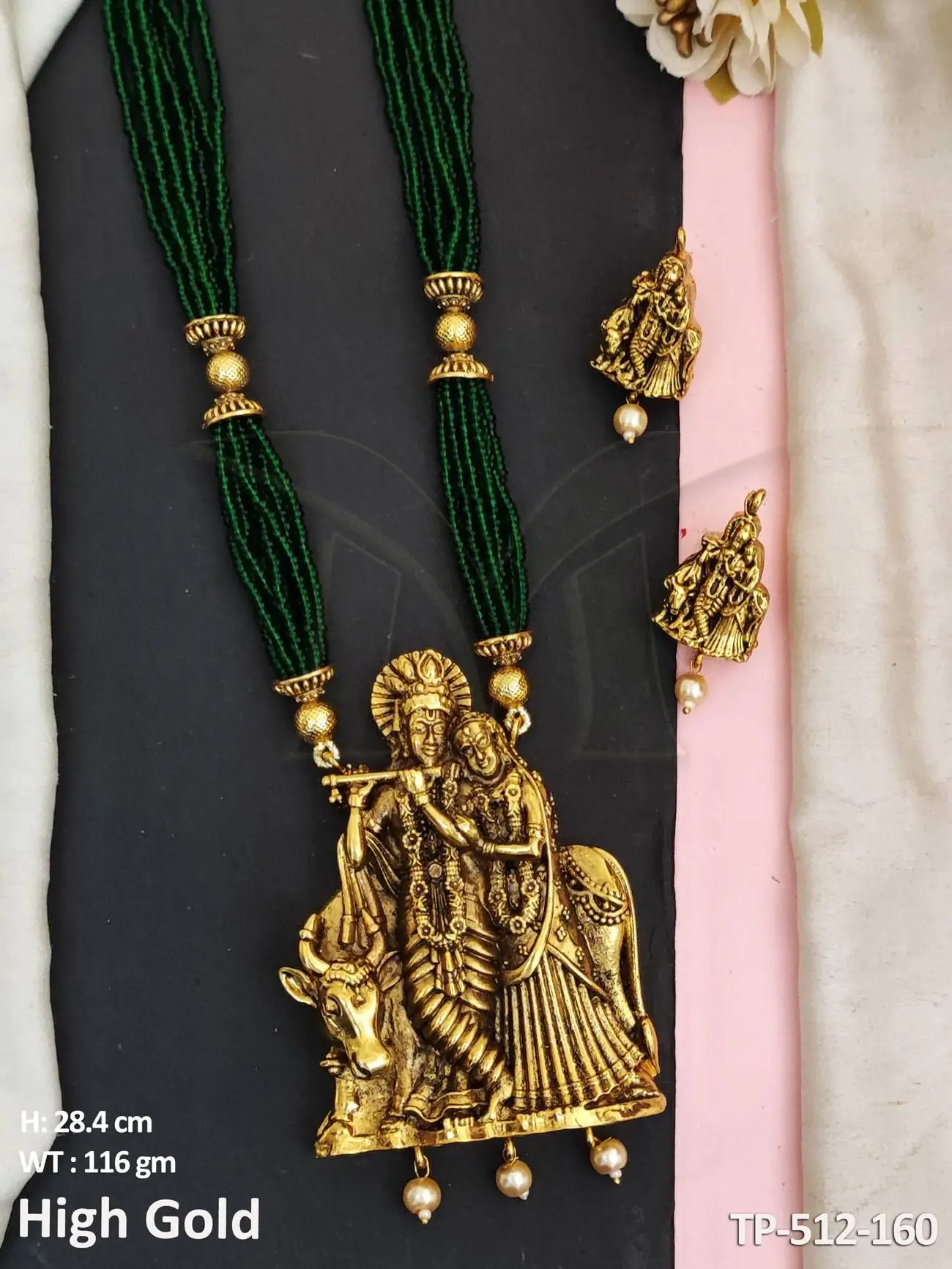 Designer Fancy Style Temple God Radhe Krishna Pendant Design Beautiful Fashion Wear Temple Jewelry Accessories Pendants Set