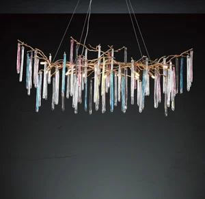 ECOJAS Hotel Villa Living Room Crystal Pendent Light Glass Capper Assembly Modern Chandelier