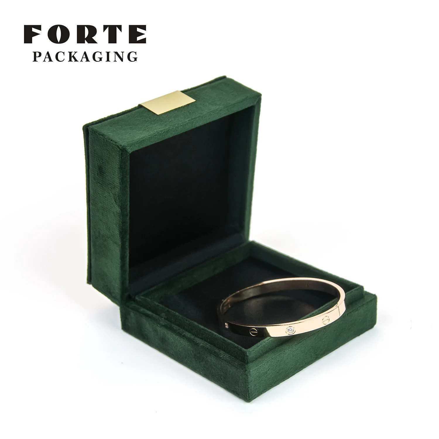 FORTE 커스텀 로고 럭셔리 코인 전시 박스 그린 주얼리 포장 디자인 벨벳 스퀘어 코인 박스