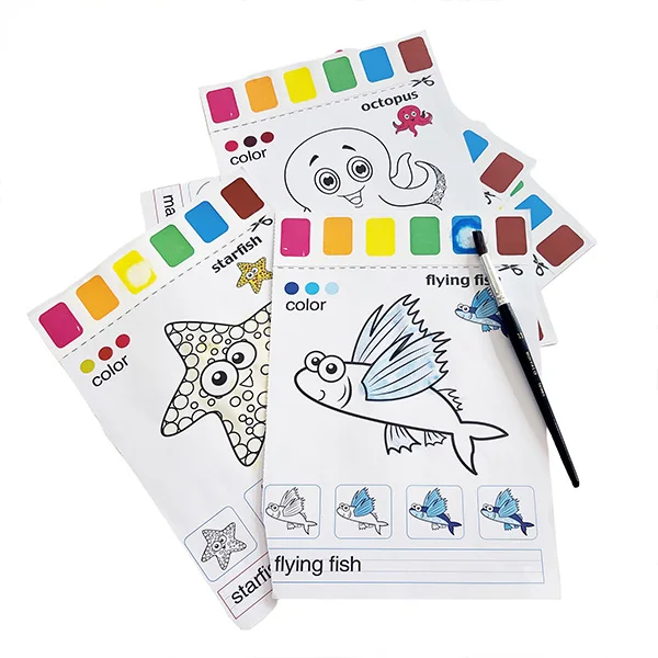 Sea Creatures Watercolor Coloring Book for Kid Activity