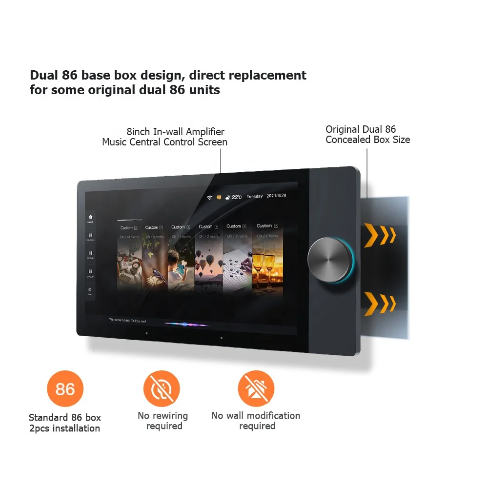 UEMON Tuya WiFi Smart Home Control Panel ZigBee Hub Android OS Background Music Voice Control System for Hotels Smart Host