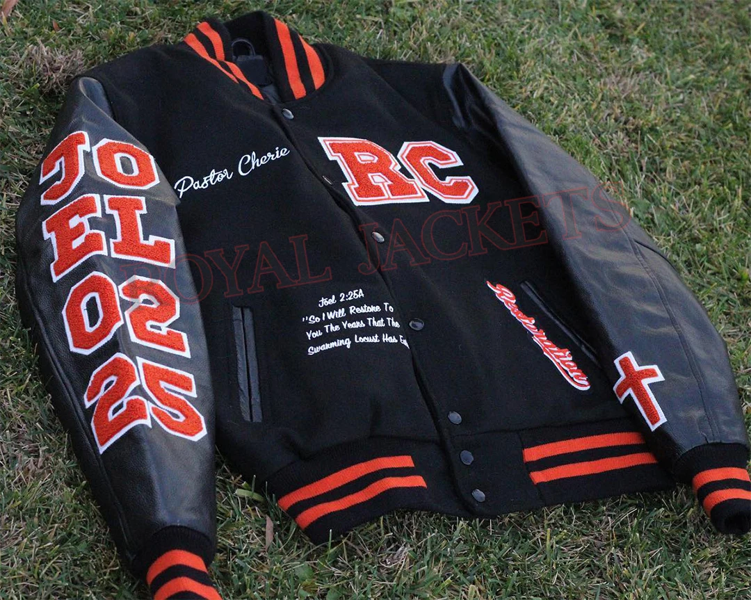 New Varsity College Letterman Jacket Customize Logo Embroidery Body Sleeves High School Varsity