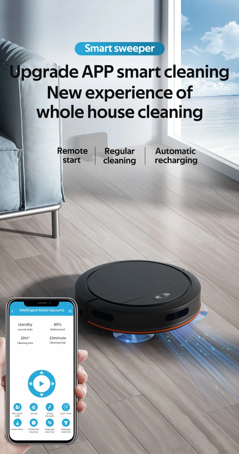 Smart Robot Vacuum And Mop Self Charging App Control 4000 Pa Robotic Vacuum Cleaner Daily