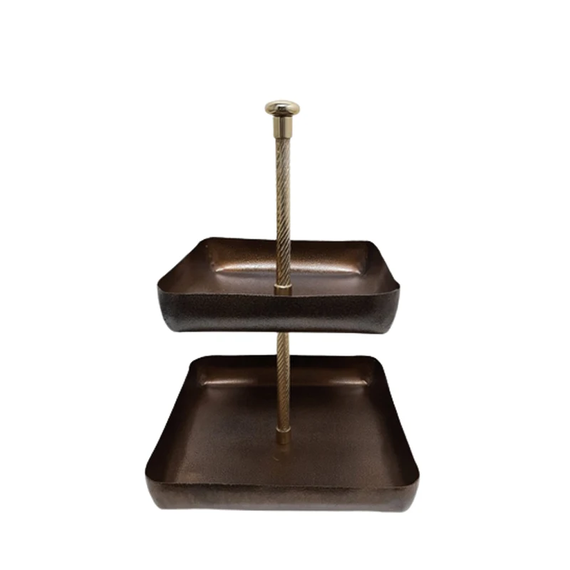 Mango Wood Latest Design 2 Tier Round Cake Stand With Folding Natural Colour Modern Style Tray for Event & Table Top Decoration