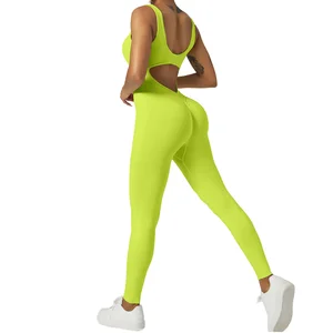 Custom Logo High Quality Women Full Length Seamless Training Rompers Ladies Dance Wear Bodysuit One Piece Yoga Jumpsuit