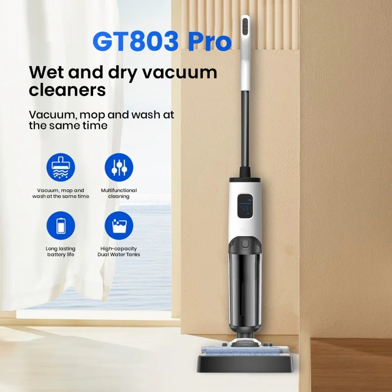 Hot Sale OEM Cordless Vacuum Cleaner 200 AW Suction HEPA Filter LED Display Voice Assistant 850ML Clean Water Tank 600ML