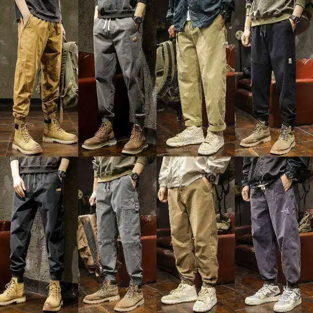 Mens cargo pants with side pockets fashion trousers for men regular fit casual pants