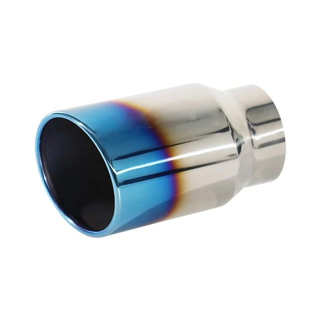 Car Exhaust Muffler Tip Stainless steel Burnt Blue Car Rear Tail Throat OEM Universal Car accessories Inlet 76mm