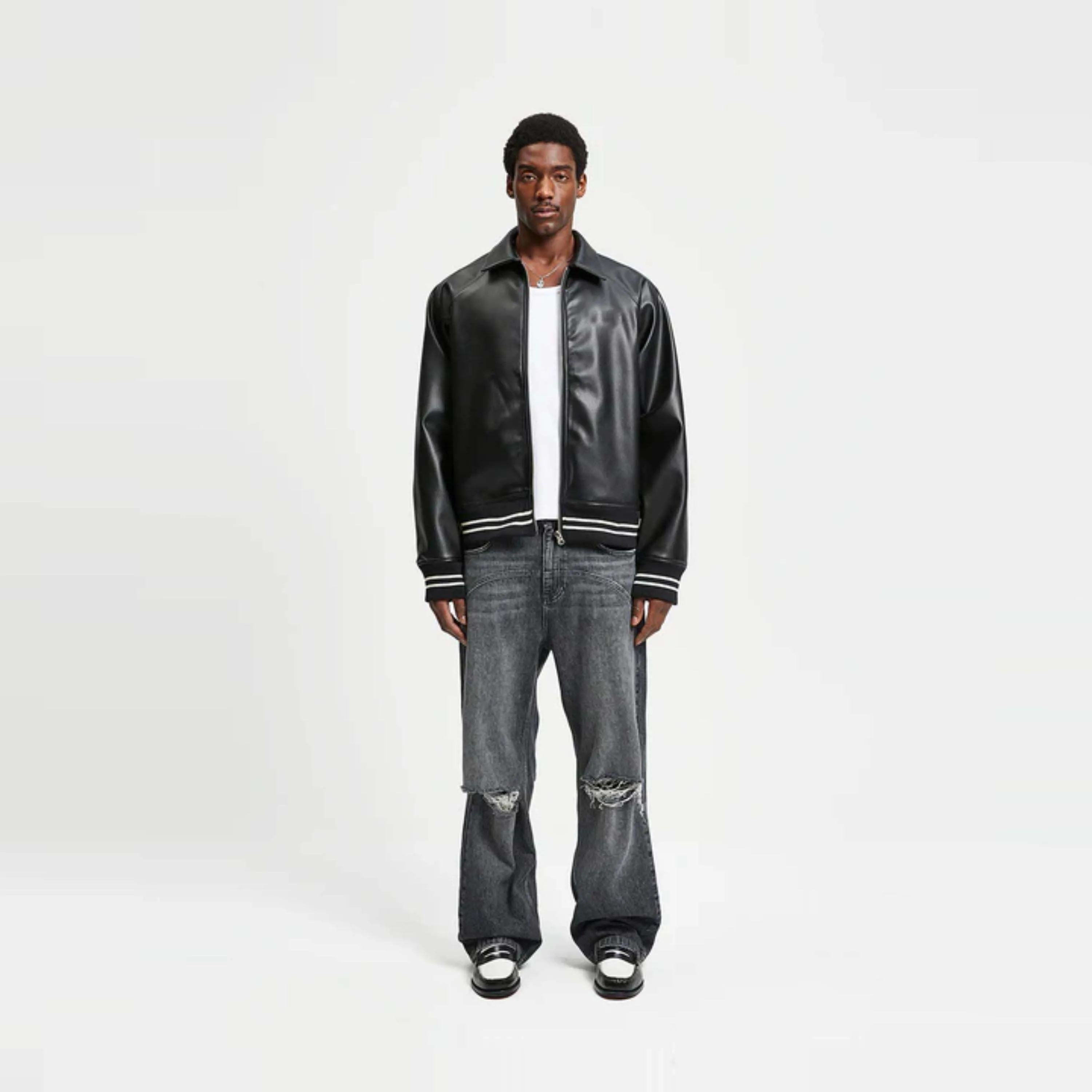 WAX  Back satin V jacket BLACK　Lサイズ WAX Back satin V jacket BLACK Lサイズ（MITCHELL&NESS