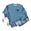 Blue sweatshirt (black font) printed on the chest