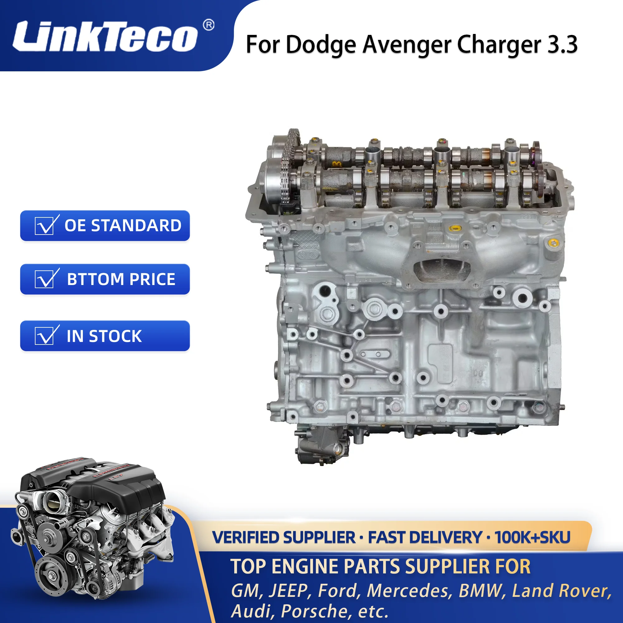 Linkteco High-quality V6 Engine Assembly for Dodge Avenger Charger 3.3L 2014-2021 4666031AB
