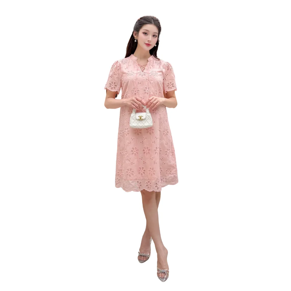 Pink Floral Embroidered Maternity Dress Soft and Comfortable to Wear No  Fading V1310| Alibaba.com