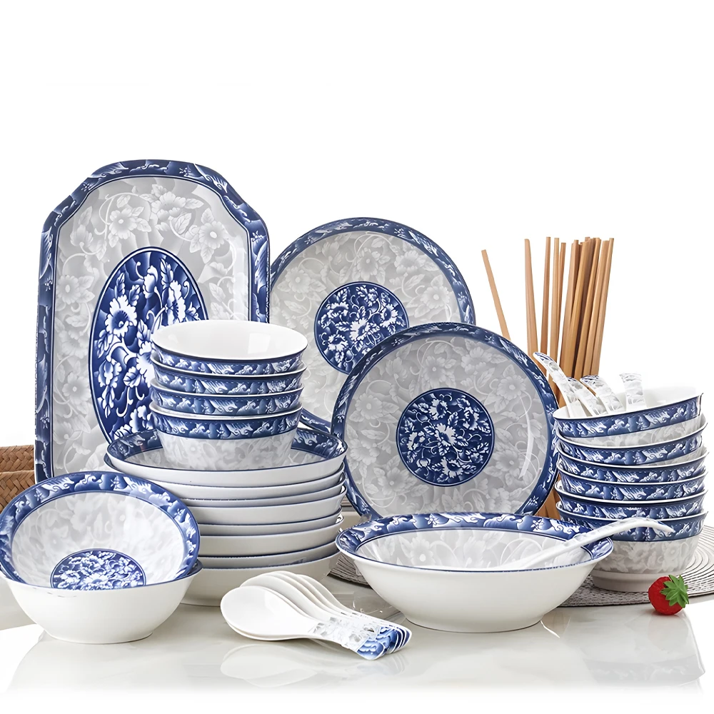 Blue And White Ceramic Porcelain Bone China Chinese Bowls,Plates Spoon
