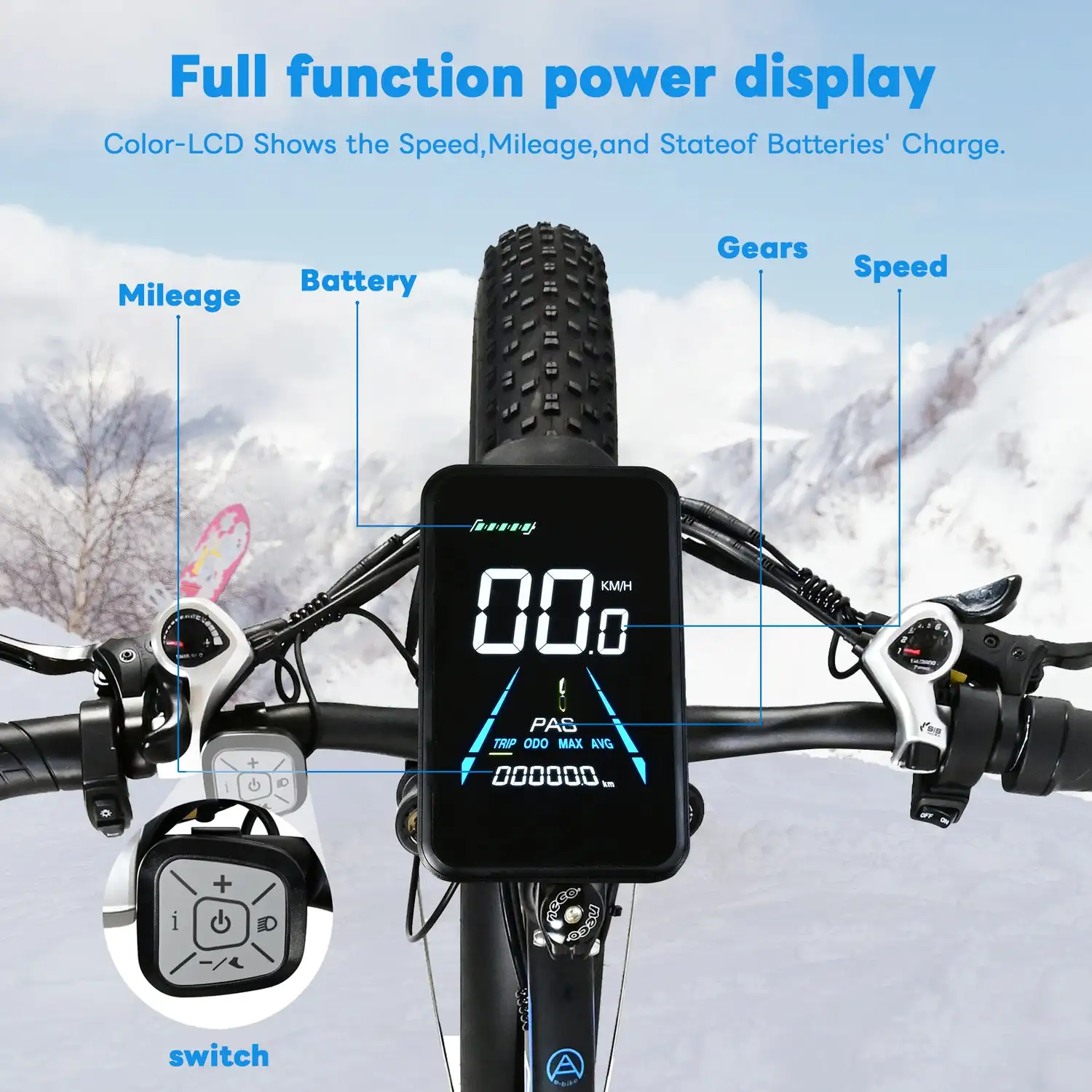 BAOLUJIE PLJ-2602 26\" Fat Tire Electric Mountain Bike 2000W Dual Motors 48V 20Ah Central Lithium Battery 60km Range