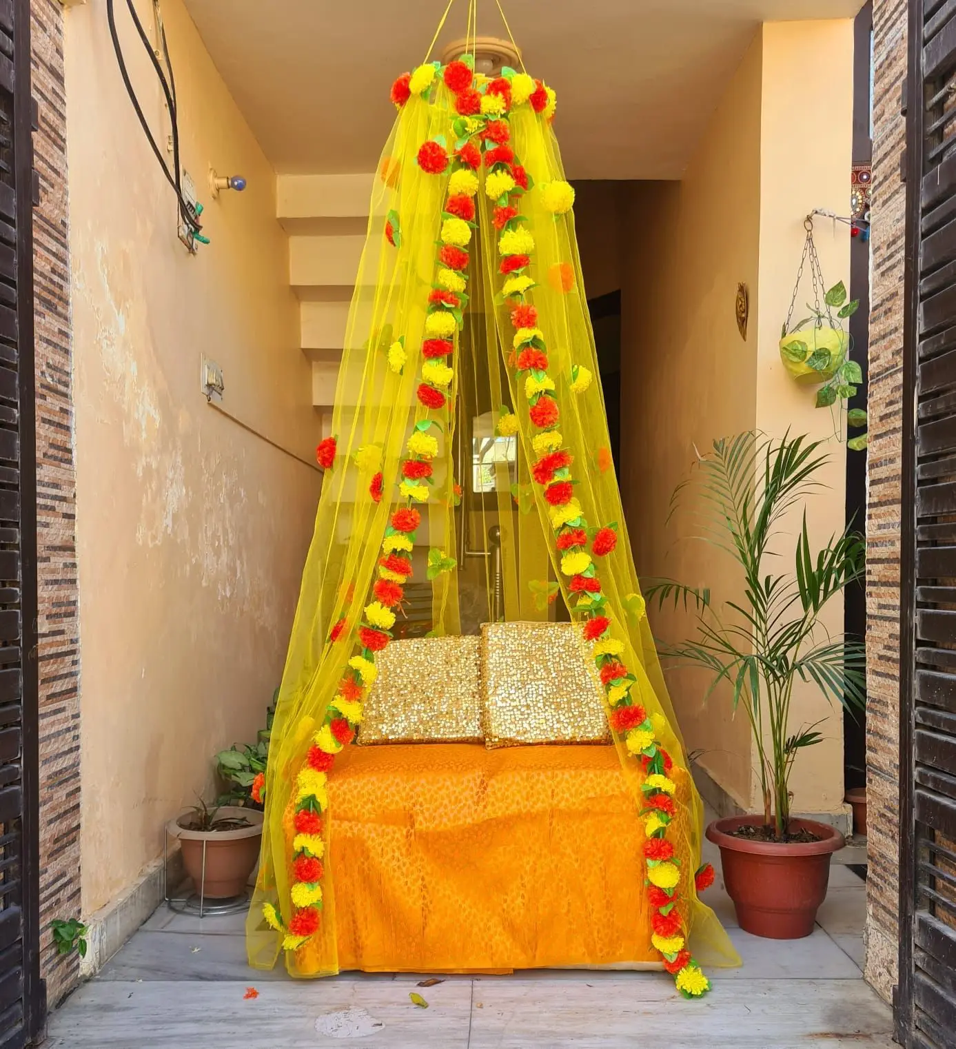 Net Curtain Haldi Backdrop Indian Wedding Decoration Mehndi Backdrop