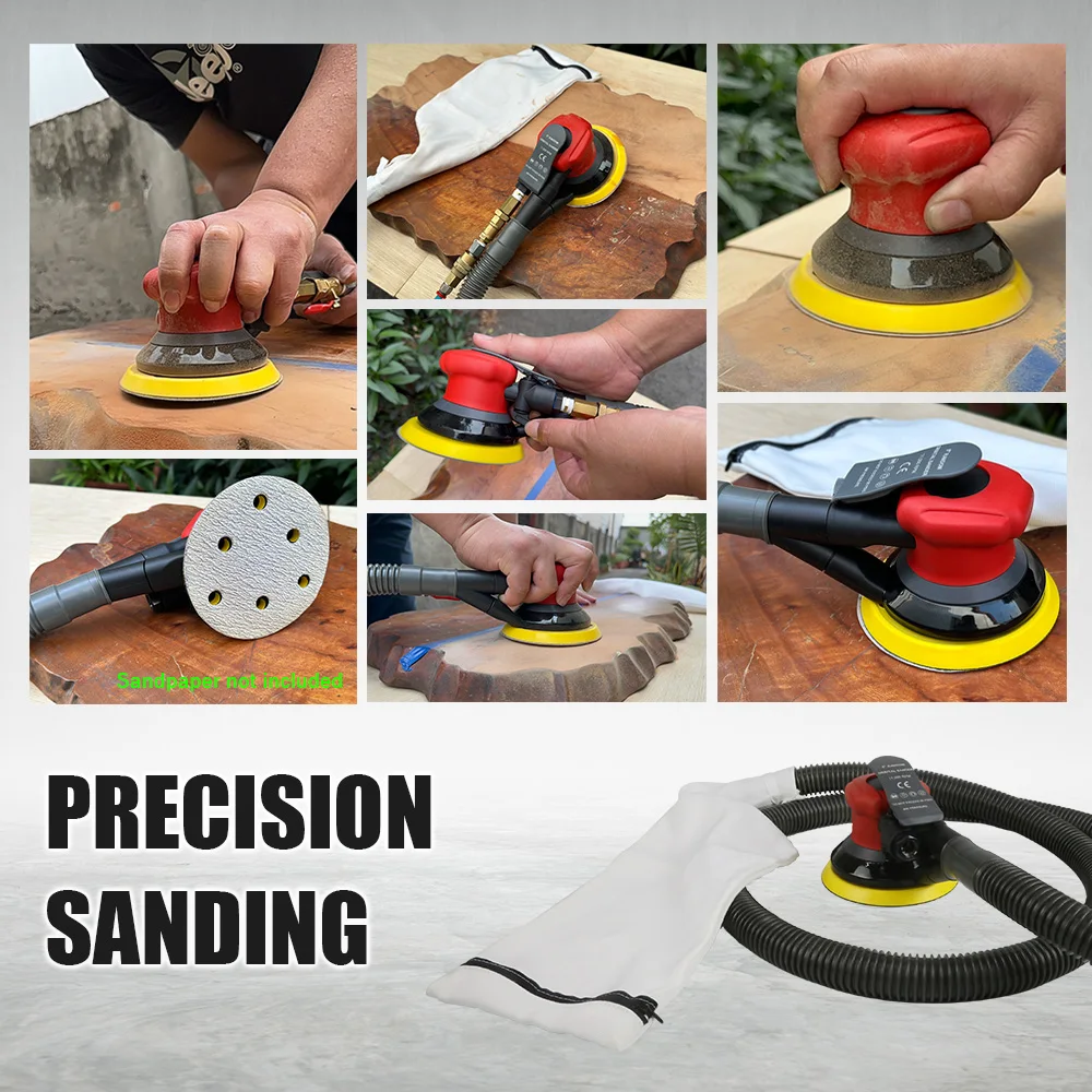5" & 6" Air Random Orbital Sander Selfvacuum Low Vibration,Swirlfree