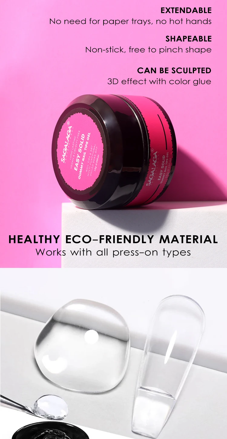 Private Label Solid Nail Glue Gel For Soft Gel Nail Tip Full Cover