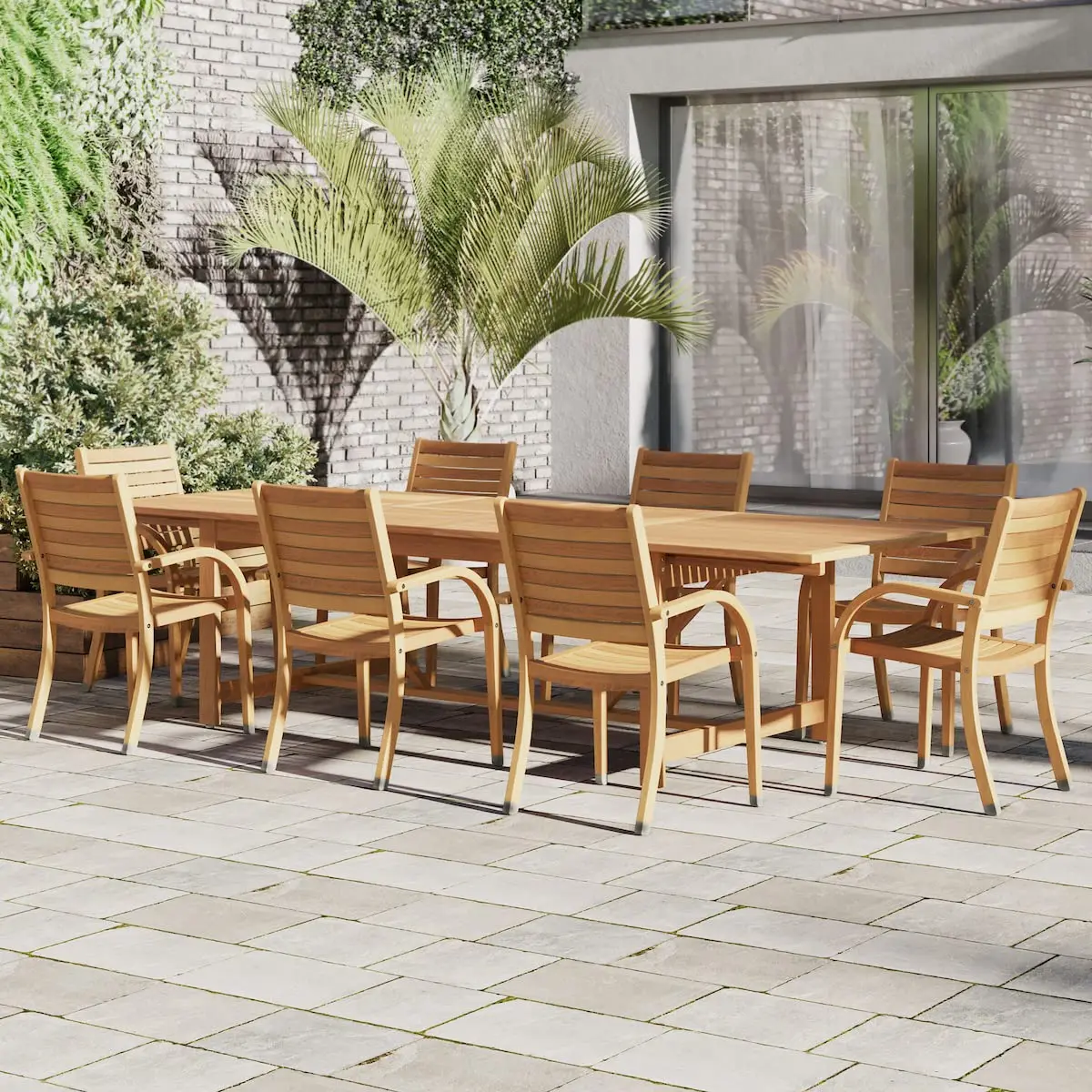Big Sale Spacesaving Outdoor Wooden Dining Chair Table Sets Garden Wholesale Cheap Price
