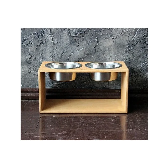 Миска для кормления домашних животных с деревянной подставкой