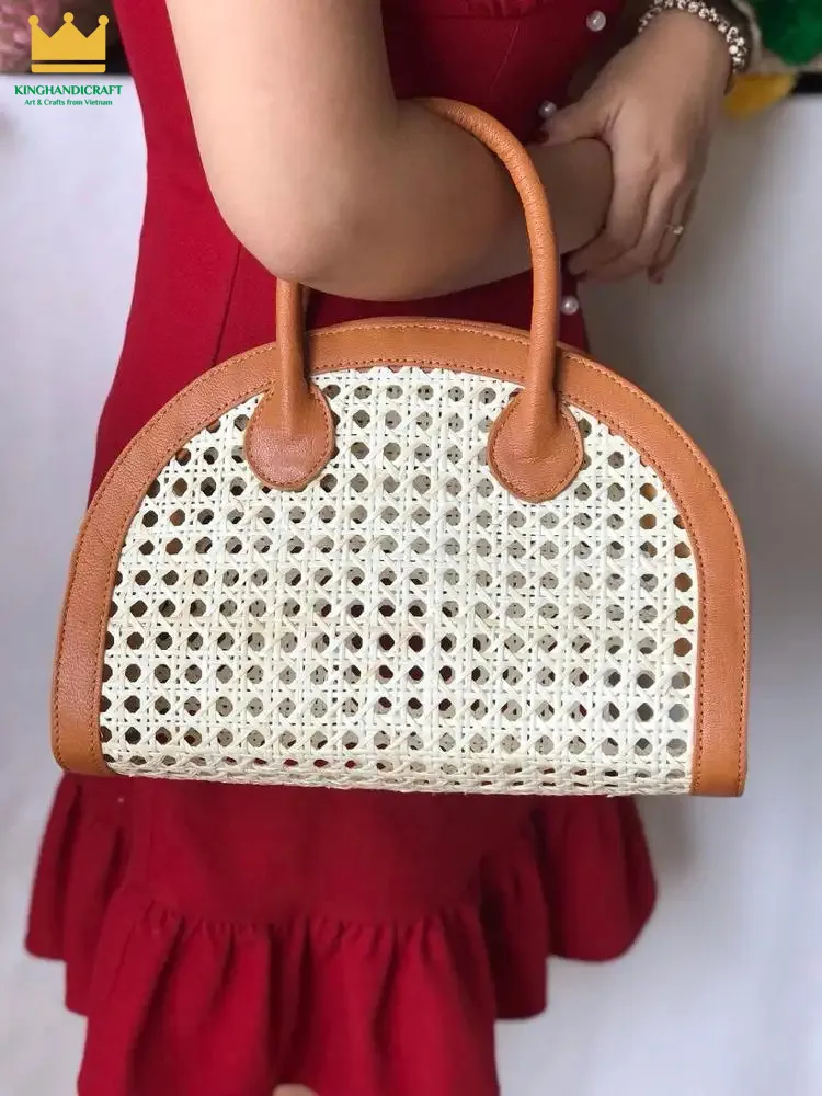 Hot Trend 2024 Rattan Cane Bag With Real Leather From Vietnam Buy