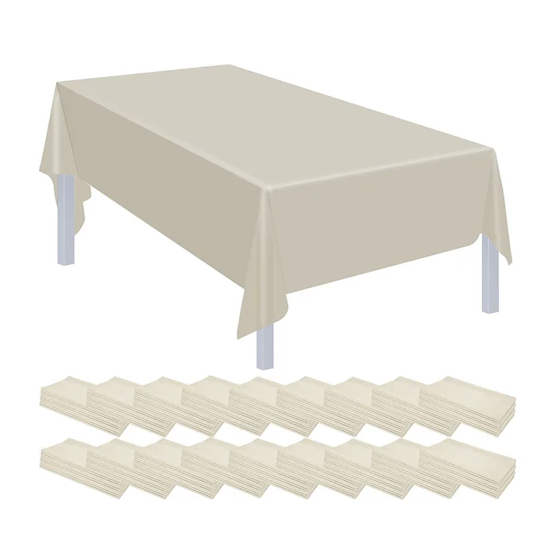Dining Table Cover Waxed Plastic Rectangle Outdoor Waterproof Plain Solid Plastic Tablecloth Plain Dyed Tablecloth Party 75