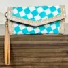 White & Turquoise Checkered