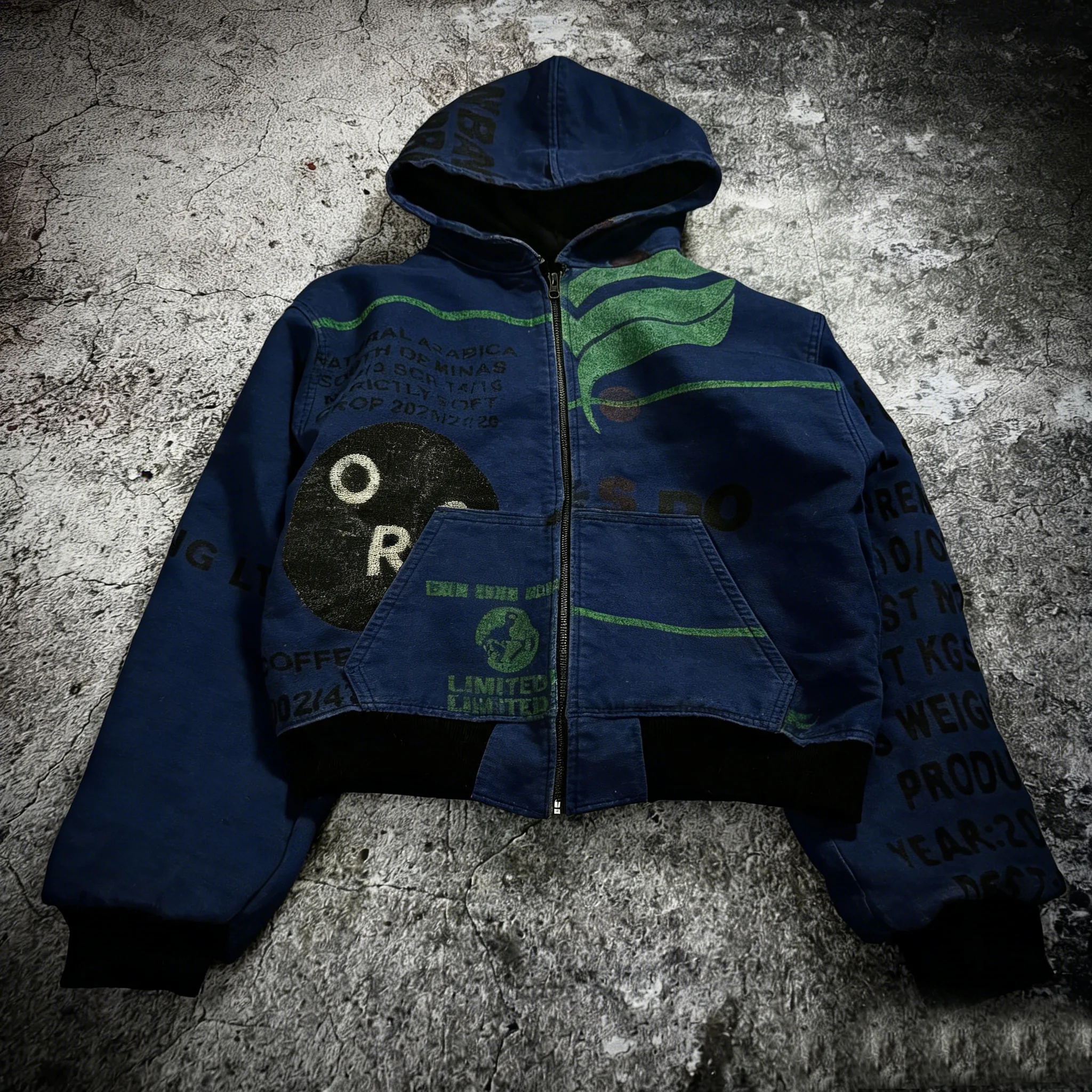 Work Jacket Stonewash Zipper Zip up Custom Embroidery Patch Cropped Washed Vintage Applique Hoodie Jacket for Men gallery 7